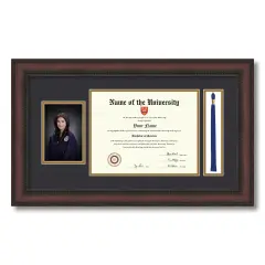ArtToFrames 8.5x11 inch Diploma Frame with 4x6 Inch Image Opening and Tassel Opening - Framed with Black and Gold Mats, Comes with Regular Acrylic and Sawtooth Hanger for Wall Hanging (DIT-8.5x11)
