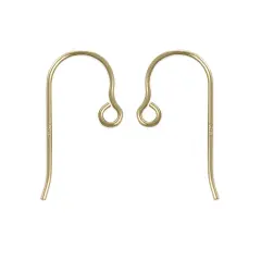 14k Yellow Gold Shepherd Hook Ear Wire 15mm (1-Pair)