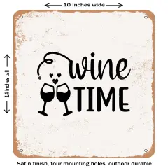 DECORATIVE METAL SIGN - Wine Time - 2 - Vintage Rusty Look