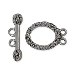 Toggle Clasp - 2-Strand 19x14mm Pewter Silver Plated (Set)