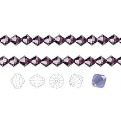 Preciosa Czech Crystal Beads Amethyst Faceted Bicone 4mm Package of 144