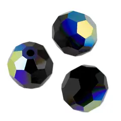 Preciosa Crystal Round Bead 3mm Jet AB (Package of 20)