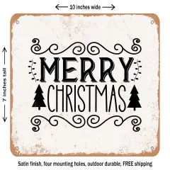 DECORATIVE METAL SIGN - Merry Christmas5 - Vintage Rusty Look