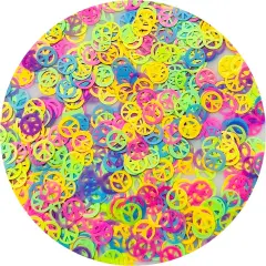 Polyester Glitter - Neon Peace Signs Shapes by Glitter Heart Co.&trade;