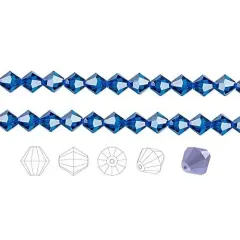 Preciosa Czech Crystal Beads Capri Blue Faceted Bicone 6mm Package of 144