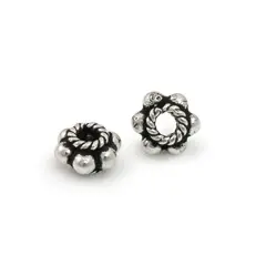 Bali Style Flower Bead 7x4mm Sterling Silver