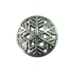 Snowflake Filigree Puffed Coin 17mm Pewter Antique Silver Plated (1-Piece)