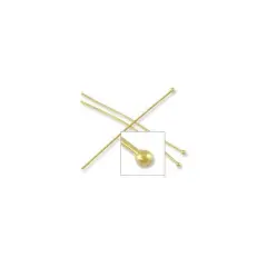 JewelrySupply Head Pin with 2mm Ball 2" 22 Gauge Satin Hamilton Gold Plated (10-Pcs)