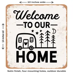 DECORATIVE METAL SIGN - Welcome to Our Home - 8 - Vintage Rusty Look