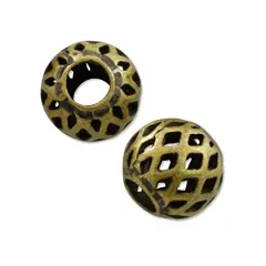 Round Filigree Bead 6mm Antique Brass Plated (Package of 10 Beads)