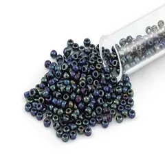 Miyuki Round Rocaille Seed Bead 11/0 Metallic Black AB