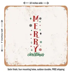 DECORATIVE METAL SIGN - Merry Christmas - 6 - Vintage Rusty Look