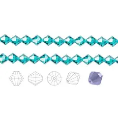 Preciosa Czech Crystal Beads Blue Zircon Faceted Bicone 4mm Package of 144
