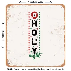 DECORATIVE METAL SIGN - O Holy Night - 3- Vintage Rusty Look