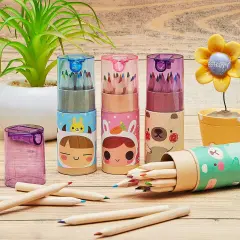 6 Pack72 Pieces Mini Drawing Colored Pencils for Kids with Sharpener Cartoon Coloring Pencil Portable Pencils in Tube for Children Adults Artists Writing Sketching Classroom Halloween Gifts