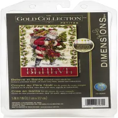 Dimensions Gold Petite Counted Cross Stitch Kit 5"X7"-Believe In Santa