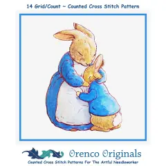Mama Bunny Hugs Peter Rabbit inspired by Beatrix Potter Counted Cross Stitch Pattern
