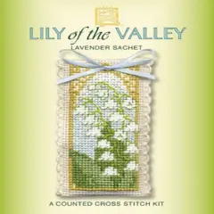 Textile Heritage Lavender Sachet Counted Cross Stitch Kit - Lily of The Valley Multicolor