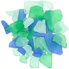 Sea Glass 11 Ounces Green Light Blue & Cobalt Mix Sea Glass - Bulk Seaglass Pieces for Beach Decor & Crafts