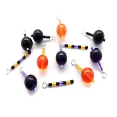 Halloween Drops in Orange Black & Purple, Set of 10 Charms, Adorabilities