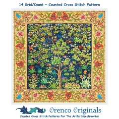 Tree of Life Border Arts and Crafts William Morris Counted Cross Stitch Pattern
