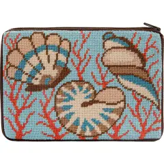 Stitch & Zip Needlepoint Purse Kit- Shells & Coral Multicolor