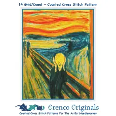 Symbolist Artist Edvard Munch's The Scream Counted Cross Stitch Pattern