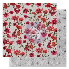 Magnolia Rouge Collection 12x12 Sheet - Pretty Tiles - 10 sheet 12"x12", w foil details