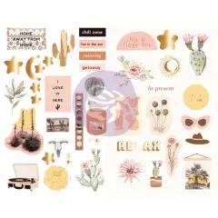 Prima Marketing Inc Golden Desert Collection Chipboard Stickers - 42 Pcs W/ Foil Details 655350645755