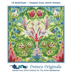 Snakeshead design by William Morris Counted Cross Stitch Pattern