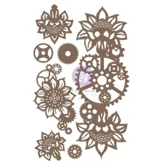 Finnabair Decorative Chipboard - Machine Floral Decors - 7 pcs