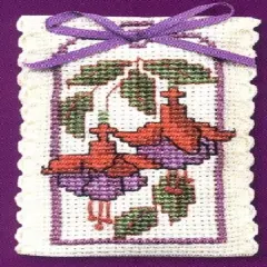 Textile Heritage Lavender Sachet Counted Cross Stitch Kit - Fuchsias Multicolor
