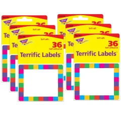 Rainbow Plaid Terrific Labels&trade;, 36 Per Pack, 6 Packs