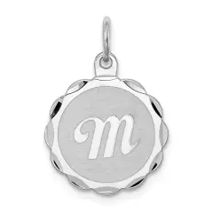 Sterling Silver Brocaded Lower Case Initial M Charm Jewerly 22mm x 16mm
