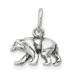 Sterling Silver Bear Charm Pendant Animal Jewelry 12mm x 15mm