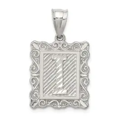 Sterling Silver Framed Initial Letter I Charm Pendant Jewerly 30mm x 18mm