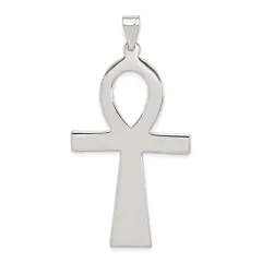 Sterling Silver Ankh Pendant Charm Religious Jewelry 50mm x 26mm