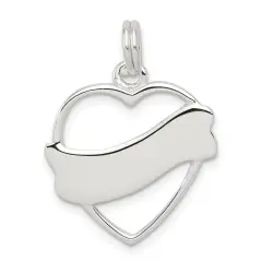 Sterling Silver Heart Charm Engraveable Love Jewelry 21mm x 21mm