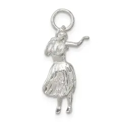 Sterling Silver Hula Dancer Charm Pendant Hawaii