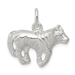 Sterling Silver Wolf Charm Pendant Animal Jewelry 18mm x 23mm