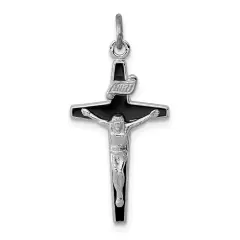 Sterling Silver Enamel INRI Crucifix Charm Jewelry 28mm x 13mm