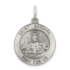 Sterling Silver Saint Barbara Round Medal