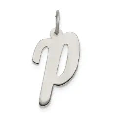 Sterling Silver Large Script Initial Letter P Charm Jewerly 21mm x 11mm