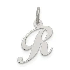 Sterling Silver Small Script Initial Letter R Charm