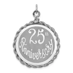 Sterling Silver 25th Anniversary Disc Charm Jewelry 39mm x 29mm