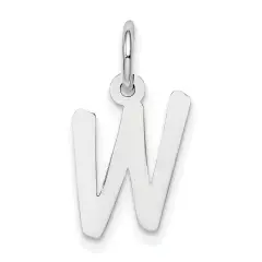 Sterling Silver Small Initial Letter W Charm Pendant Jewerly 19mm x 8mm