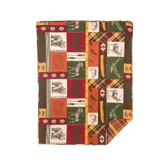 Keaton Forest Bear Deer Moose Patchwork Cotton Throw Blanket 48" x 60"