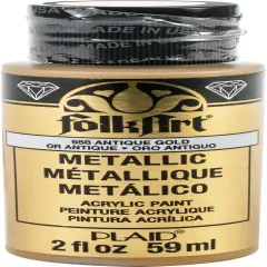Multipack of 6 - FolkArt Metallic Acrylic Paint 2oz-Antique Gold