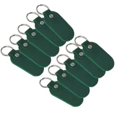 Oval Leather Keychains Kit &ndash; Full-Grain Latigo, 10-Pack, Engraving & Foil Stamping Ready, DIY Personalized Keyrings Kelly Green