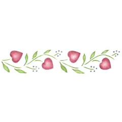 Hearts and Berries Vine Wall Stencil | 367 by Designer Stencils | Reusable Stencils for Painting |